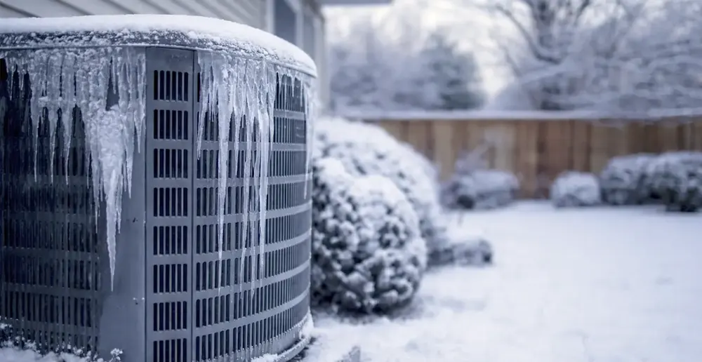 Ice forming on an outdoor AC unit outside a Hattiesburg home